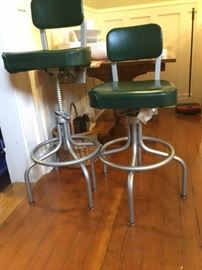 2 Vintage Cole Steel Drafting stools (green)