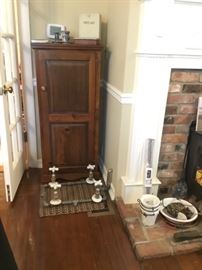 Pine Cabinet (dark stain), Vintage Bath & Shower combo fixture