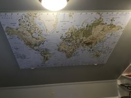 Large Wall World Map (canvas) size 4ft 7in x 6ft 7in