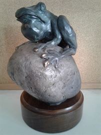 Bronze Frog on Rock