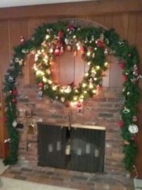 Large Wreath, Garland, and Many Ornaments