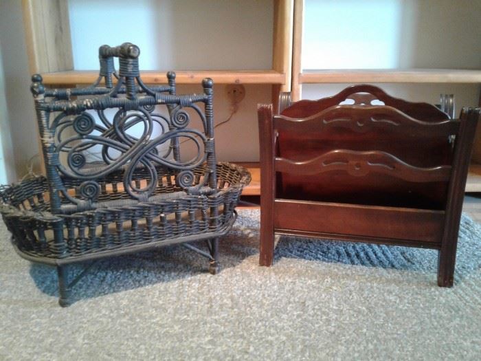 Magazine Rack and Vintage Basket
