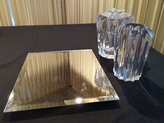 Mirror and Plastic Vases