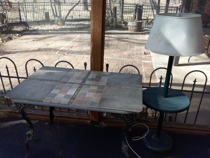 Outdoor Table and Lamp
