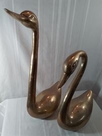Pair of Brass Swans