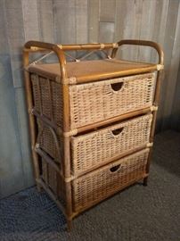 Three Drawer Wicker Unit