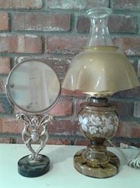 Vintage Mirror and Lamp