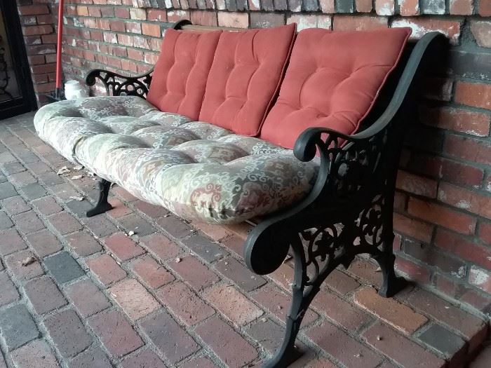 Wrought Iron and Wood Bench