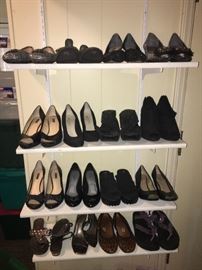 Lots of ladies shoes in sizes 8 1/2-91/2, many are brand new with tags or in their boxes still!  MANY designer brands.  This is your sale if the shoe fits!