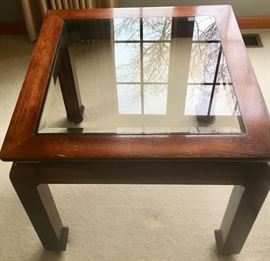 2 Matching Glass Top End Tables with Matching coffee table
