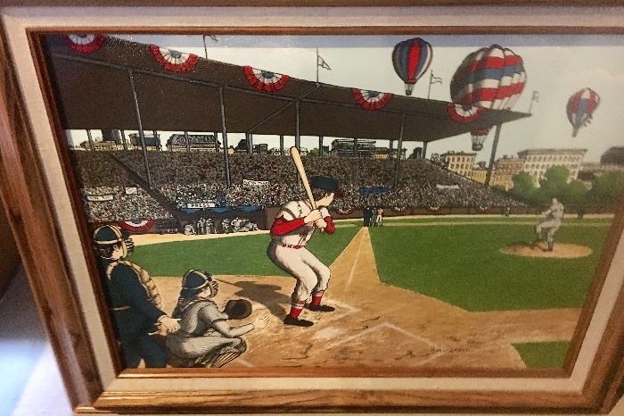 Hargrove batter up baseball framed painting