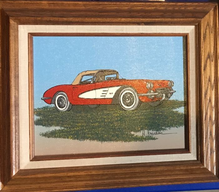 Hargrove framed art
Red corvette