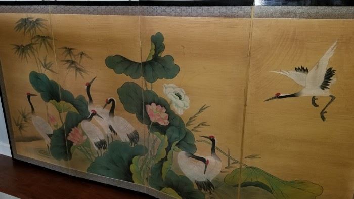 Oriental 4 Panel Screen on Rice Paper 35"×69"
