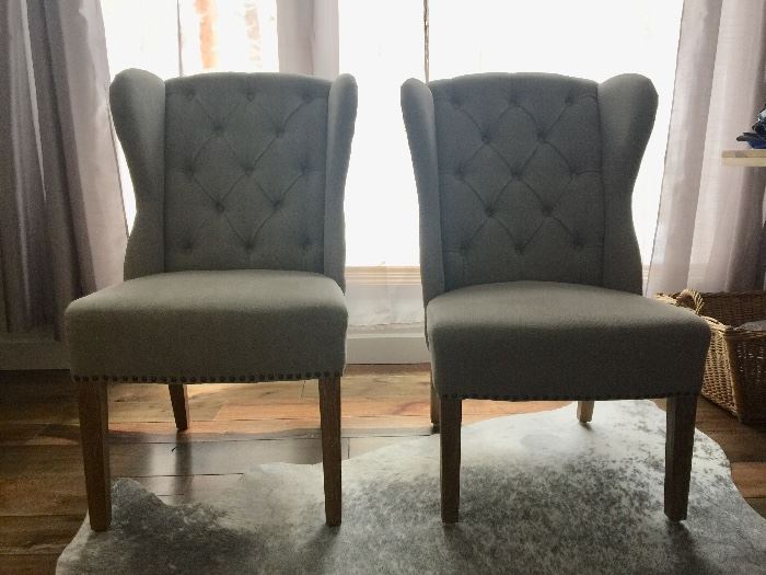 Pair of soft grey dining/bedroom chairs