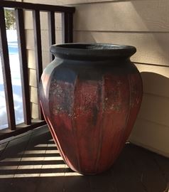 One of two large clay planters
