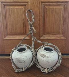 Willow and clay pot hanger