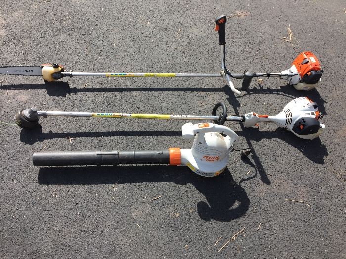 Stihl pole saw, weed eater and electric blower