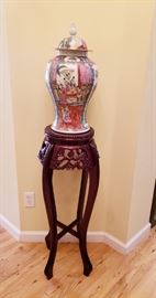 Oriental Lidded Urn and Planter Stand