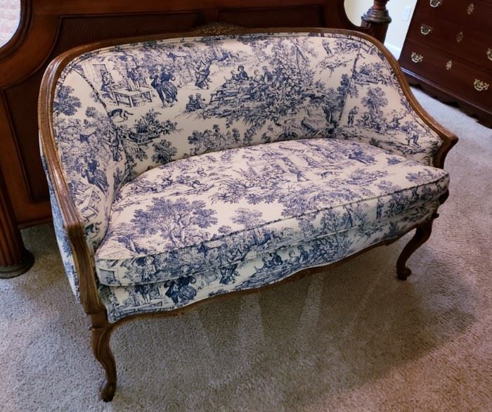 Antique French Toile Loveseat
