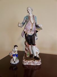 Antique Meissen Porcelain Tall Figurine Statue