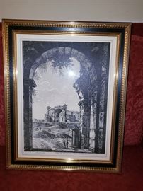 Antique Etching Framed Print Rossini -Roma