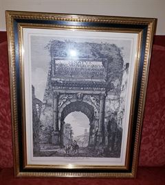 Antique Etching Framed Print Rossini -Roma