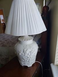 Large White Floral Lamps