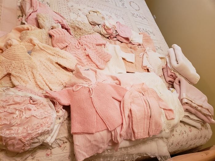 Vintage Baby and Baby Doll Clothes, Blankets 