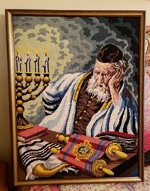 Needlepoint Rabbi large art