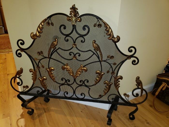 Iron and gold fireplace screen