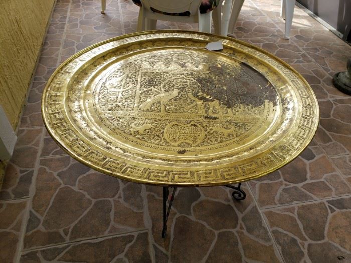 Vintage Brass Tray Table 