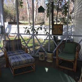 Bamboo Accent Chair with Ottoman that matches the bamboo Sofa. Also is the Bamboo Accent Chair.  This set fills an entire Sun Room or Screen Inn Porch or Posh Lanai. 