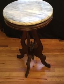 Vintage Round Marble Top Side Plant Stand