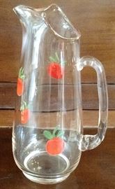 Glass Pitcher with Hand painted Accents