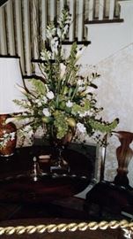 Floral Arrangement made in Large Silver Plate Coffee Pot