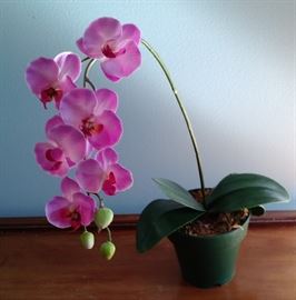 Faux Pink Potted Orchid