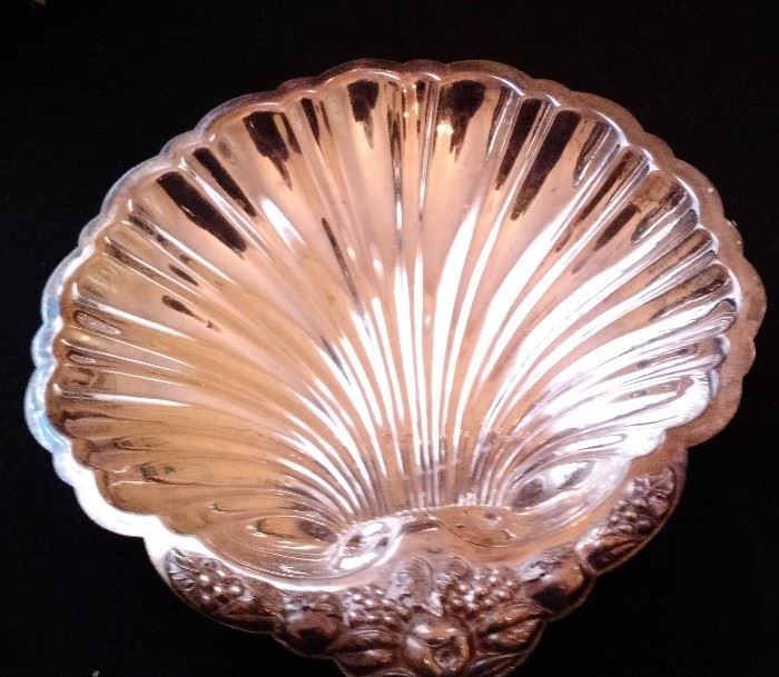 Silver Plate Shell Shaped Serving Dish