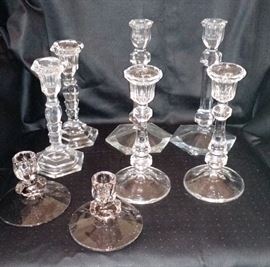 Crystal Candlestick Holders, 4 pairs