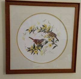 Judy Mizell  Matted and Framed Bird Art Print . 22" by 22"