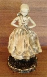 Vintage Carved Marble Peasant Dutch Girl Figurine
