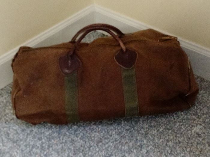 Vintage Brown Canvas zippered Duffel Bag