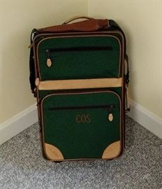 LL BEAN Sportsman's Canvas / Leather Trim Rolling Carry On

