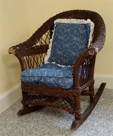 Child's Wicker Rocker with Cushions