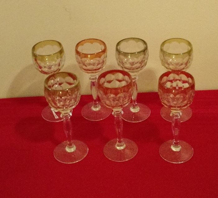 Set of 7 Vintage Cordial Glasses