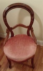  Victorian Balloon Back Antique Chair with Pink Upholstered Seat. Not to worry we have two, and just as beautiful.  