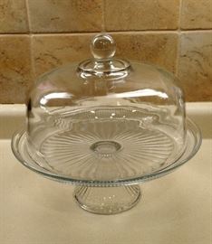 Very Nice Glass Cake stand with Glass Dome Cover