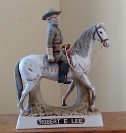 Hand Painted Ceramic Bourbon Decanter of General Robert E Lee on Horseback