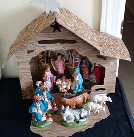 Christmas Manger scene with figures and animals