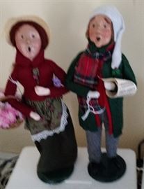 Byers Choice carolers, Lady With Flowers and Grandfather