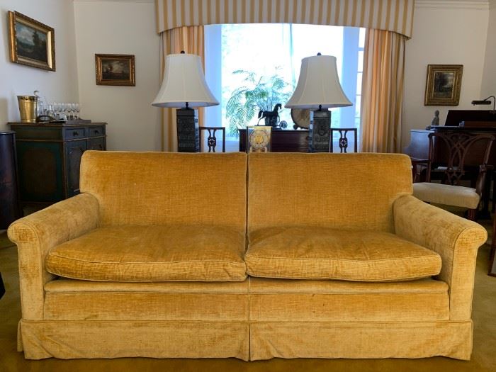 Vintage Gold Velour Sofa